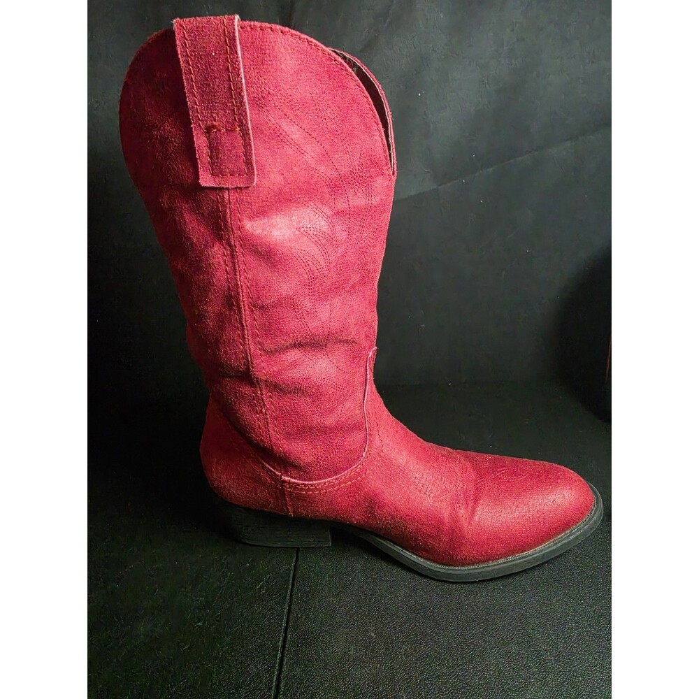 Rampage Walden Women's 9M Red Western Cowboy Cowgirl Boots 300301 Faux Suede - Picture 9 of 13